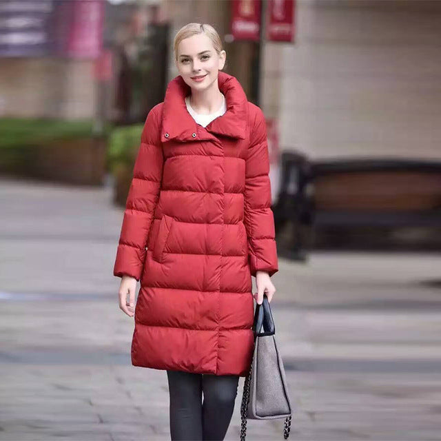 ModeGeist | Schick & Warm" langer gepolsterter Mantel mit großem Kragen