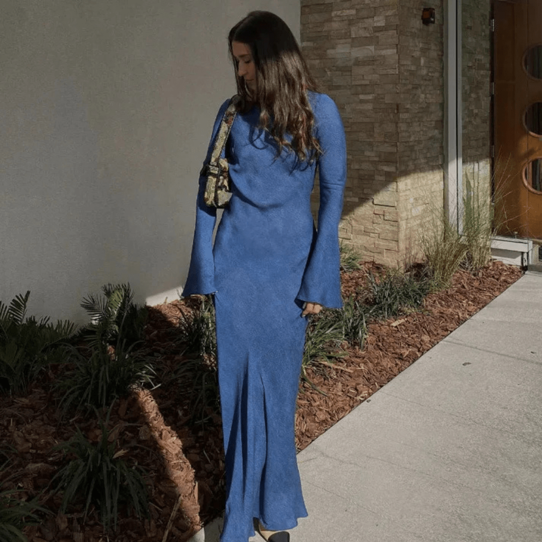 Quelviera Maxikleid mit Trompetenärmeln