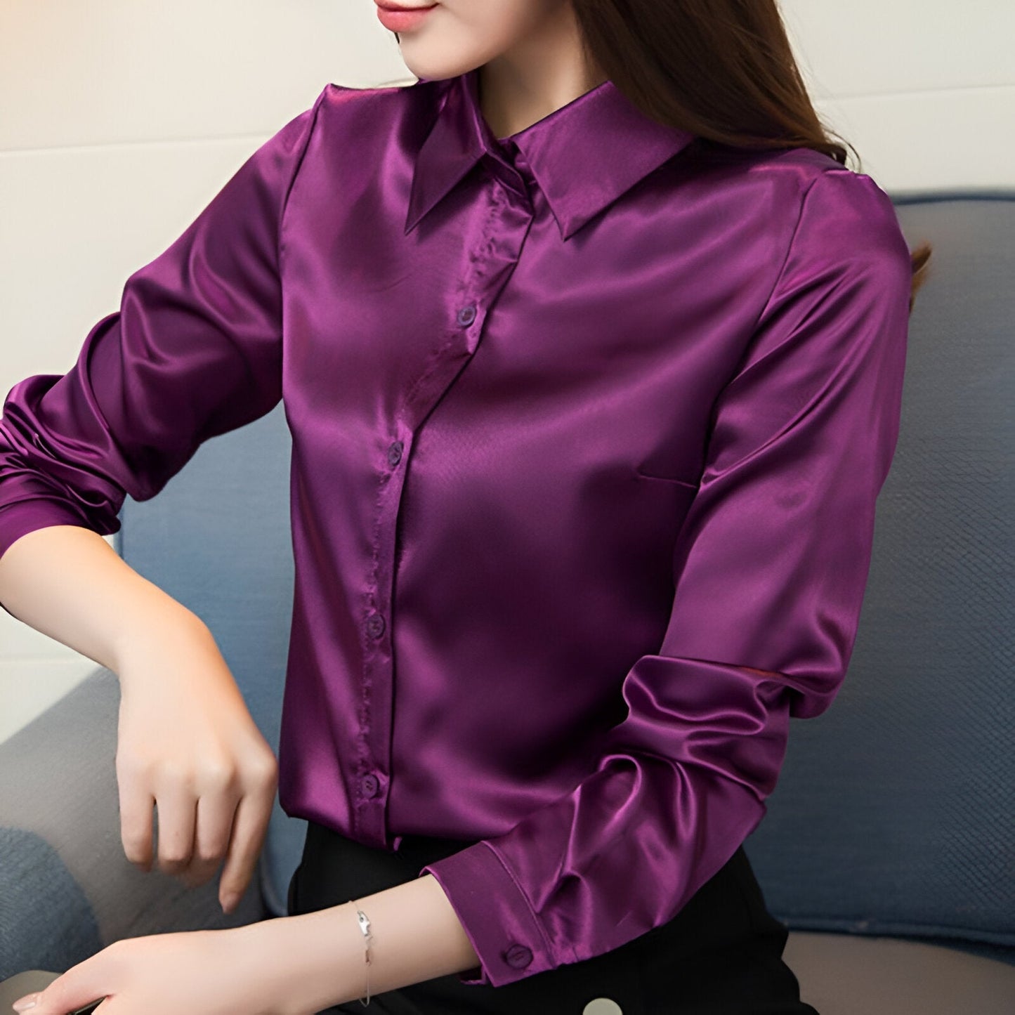 Luxuriöse Satin-Seidenbluse von Dragan