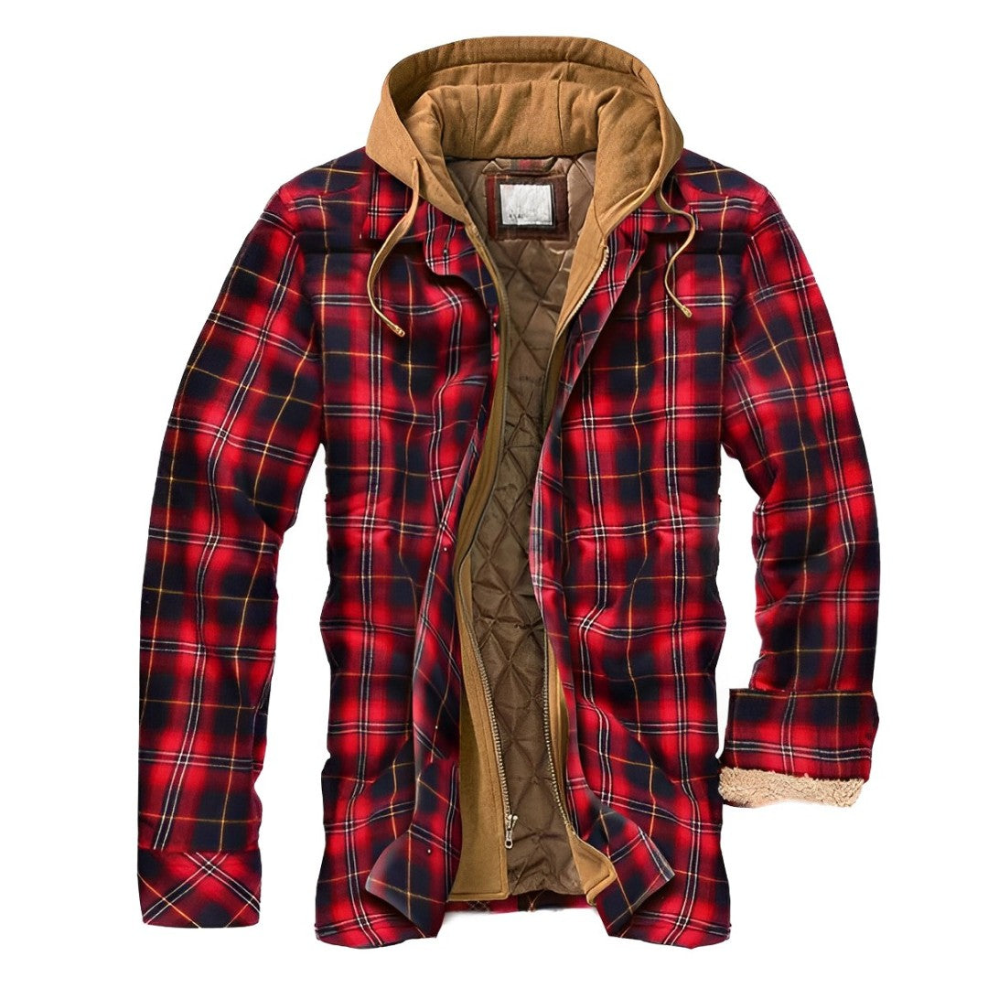 ModeGeist | Warme Kapuzenjacke mit Karo-Muster für Herren