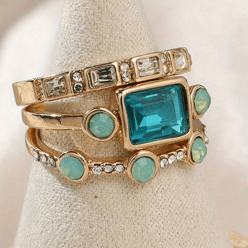 MODEGEIST Damen Vintage-Ring Kristall Elegantes Design