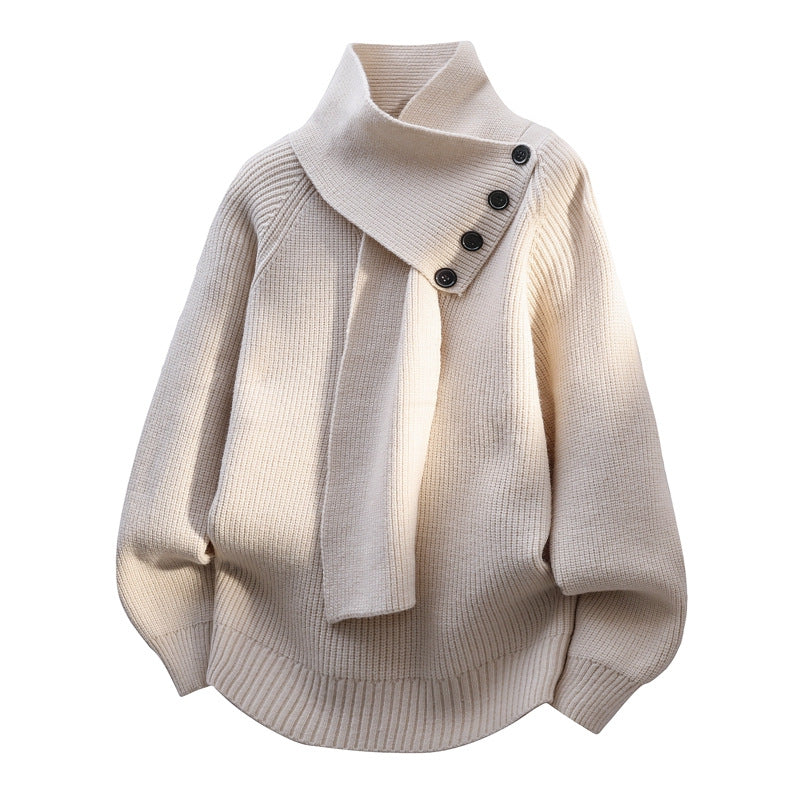 MODEGEIST Damen Schalkragen Pullover Weicher Strick Relaxed Fit
