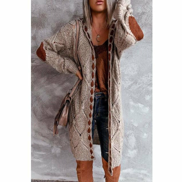 ModeGeist | Lange Strickjacke mit Kapuze