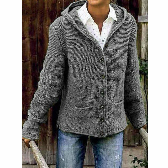 ModeGeist | Langer Kapuzenstrickmantel