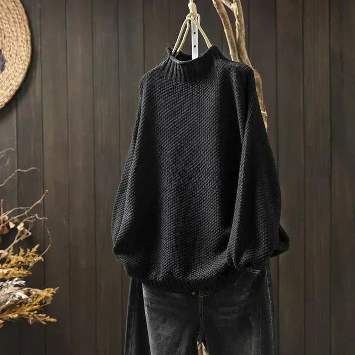 ModeGeist | Sweatshirt - Bequemer Oversize-Strickpullover mit Rollkragen