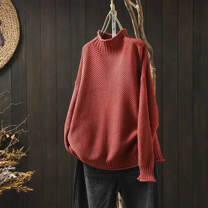 ModeGeist | Sweatshirt - Bequemer Oversize-Strickpullover mit Rollkragen