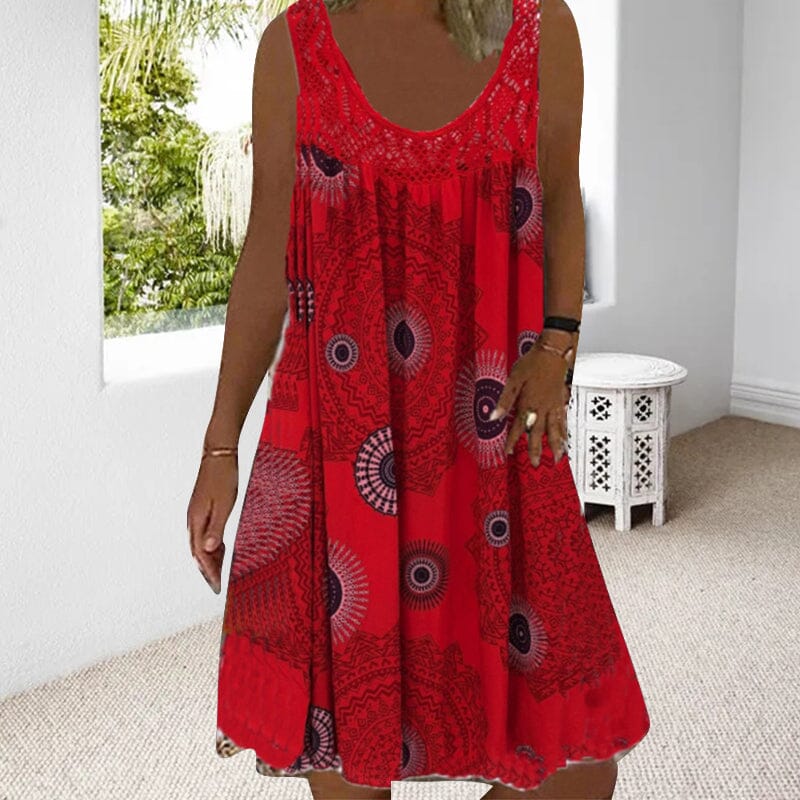 MODEGEIST Damen Sommerkleid Ärmellos Leicht Viskose Midi-Kleid