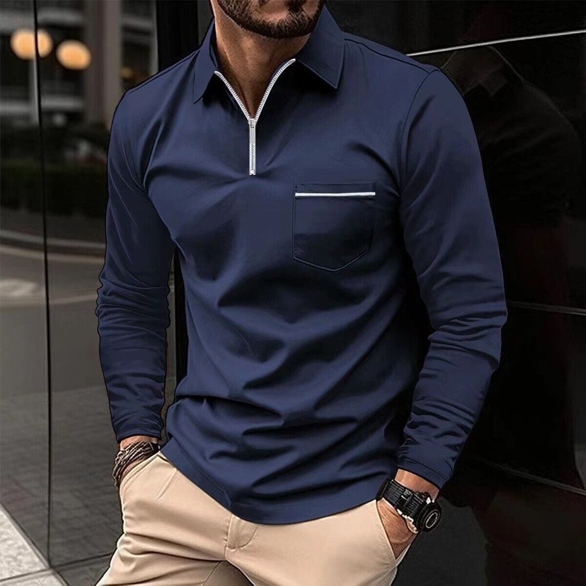 Fudus Langarm-Poloshirts