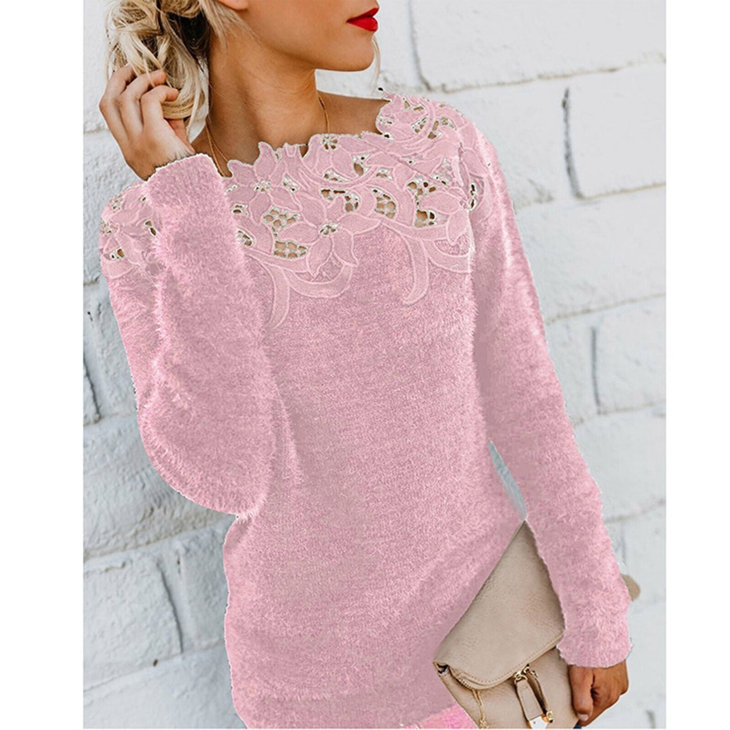 MODEGEIST Damenpullover mit Spitzenbesatz