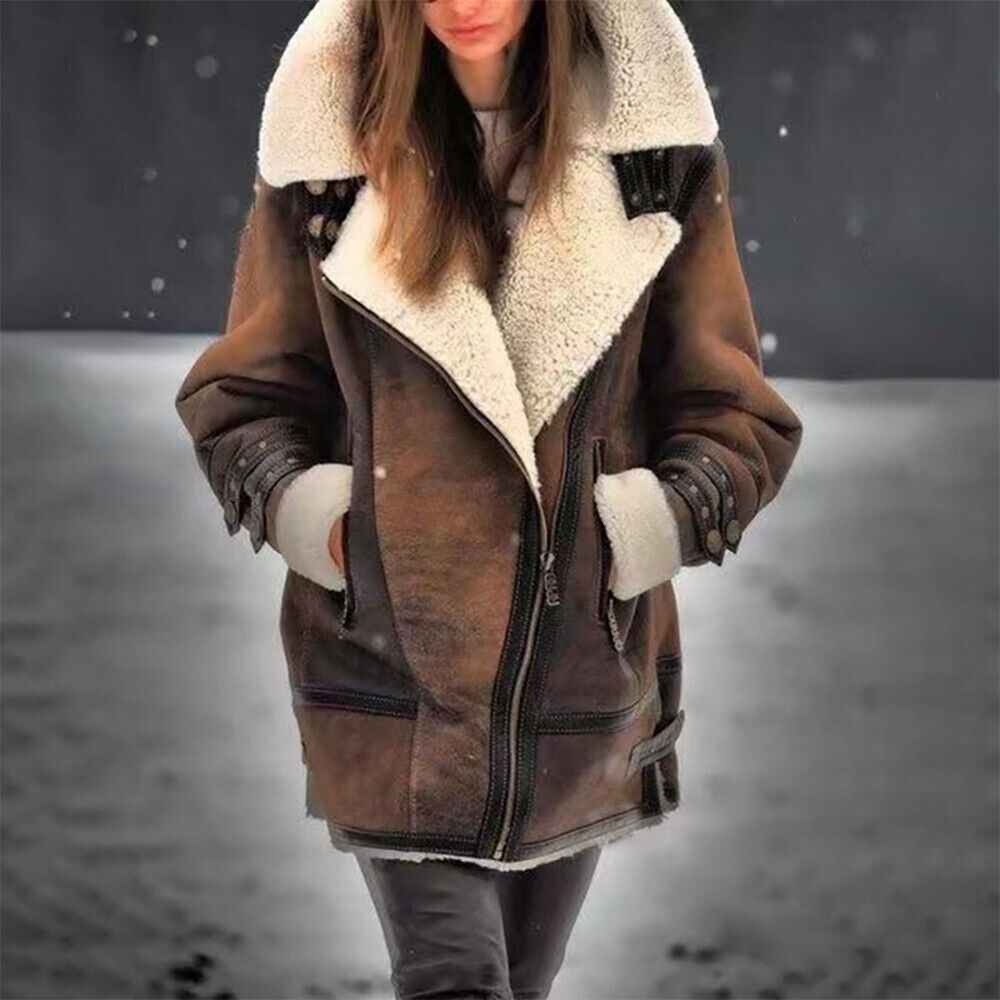 ModeGeist | Wildleder Sherpa Jacke für Frauen
