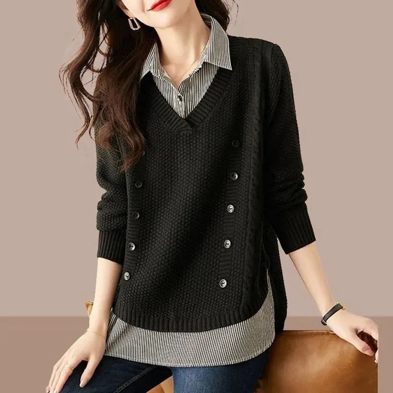 Damenoberteil Tahir: Zweiteiliger Strickpullover