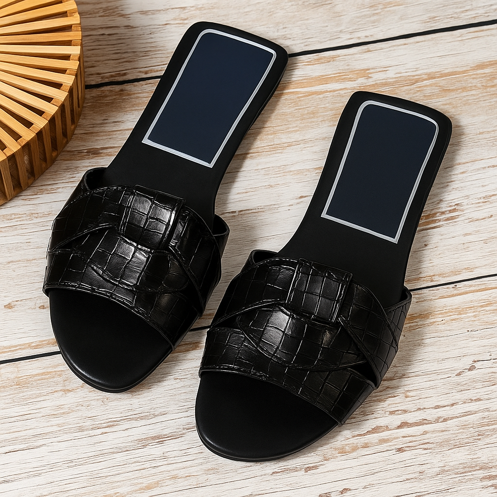 MODEGEIST Damen Slides Pantoletten Gepolstert Slip-On Komfort