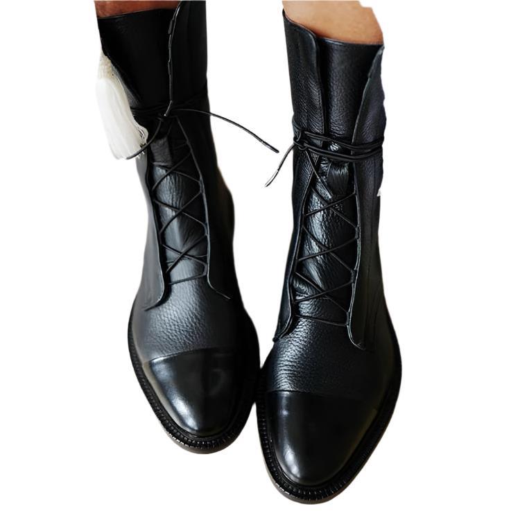 MODEGEIST Damen Absatz-Stiefeletten schwarz elegant Leder