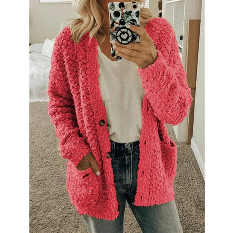 Elegante, flauschige Strickjacke von Vycinia mit Thermo-Funktion
