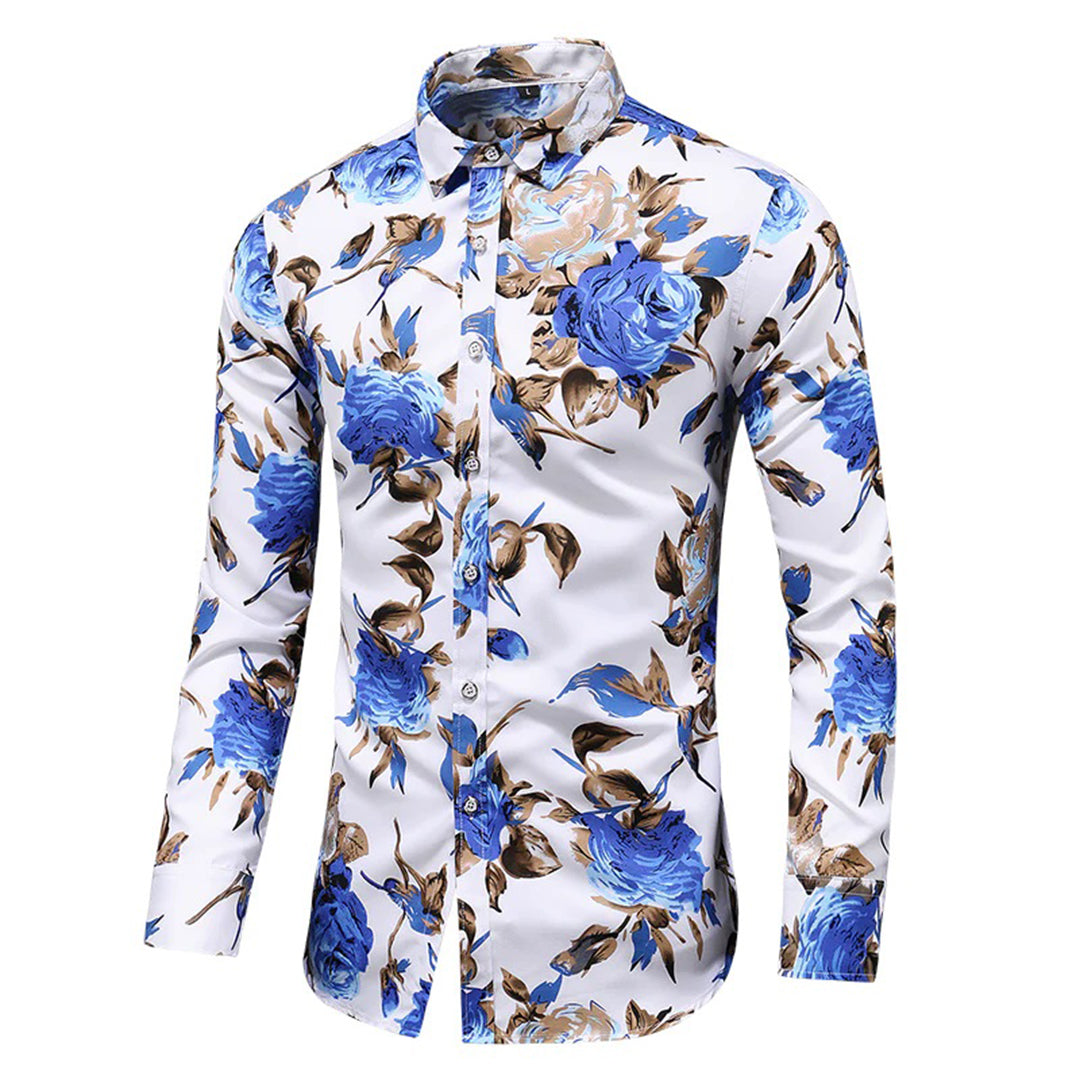 Sommerliches, schmales Poloshirt mit Blumenmuster - Cedric