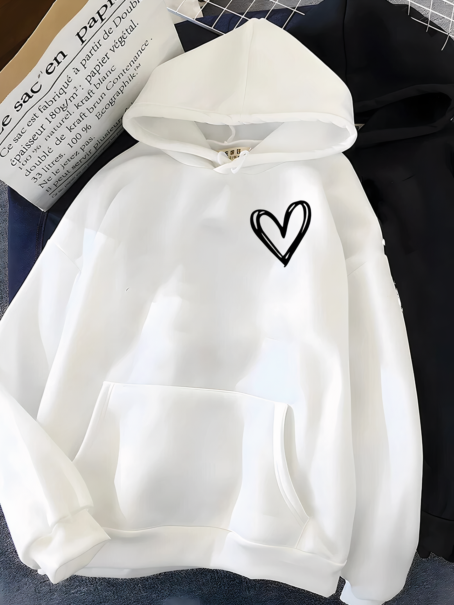 Fudus | Schwarzer Damen Kapuzenpullover, ausgefallenes Design