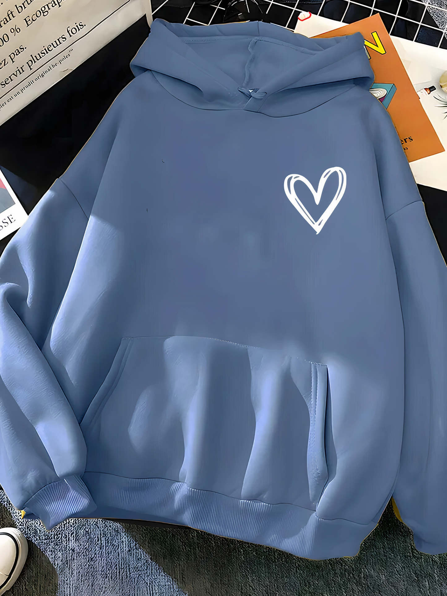 Fudus | Schwarzer Damen Kapuzenpullover, ausgefallenes Design