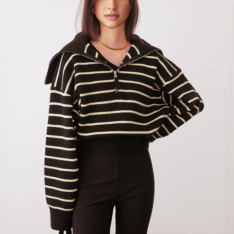 ModeGeist | Pullover mit halbem Reißverschluss für Frauen