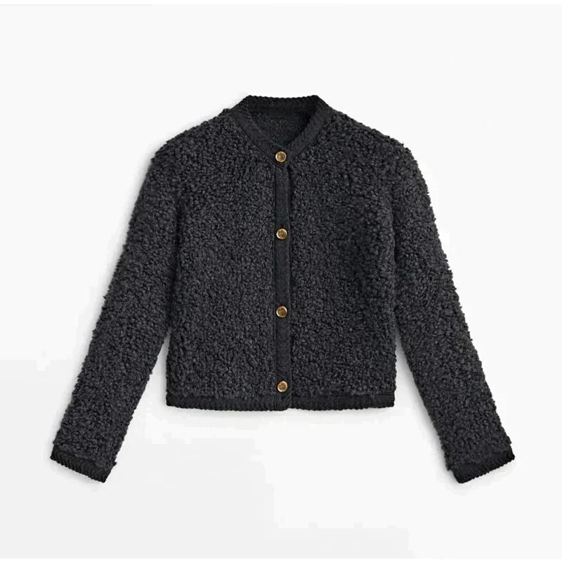 ModeGeist | Teddy Strickjacke mit Knöpfen