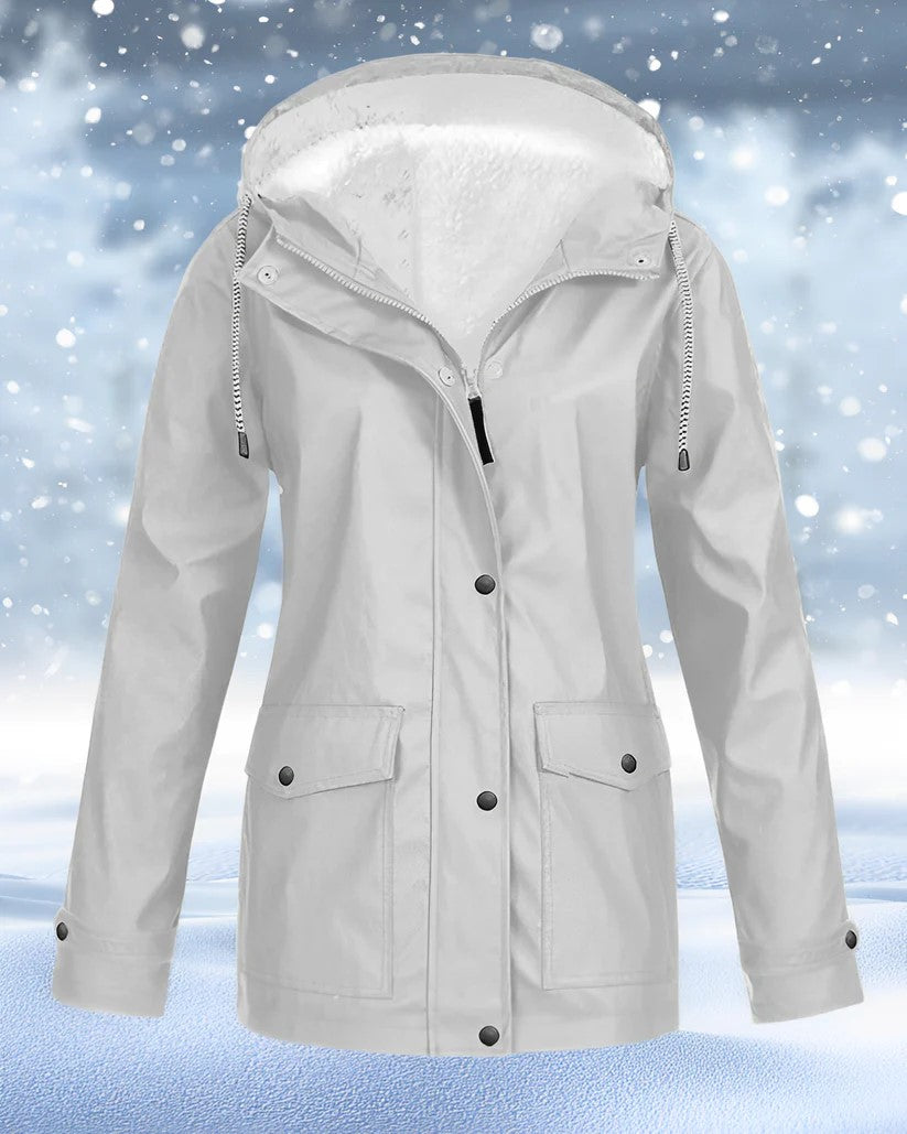 ModeGeist | Parka Jacke - Kunstfell Gefüttert - mit Kapuze und Kordelzug - Warm Isoliert