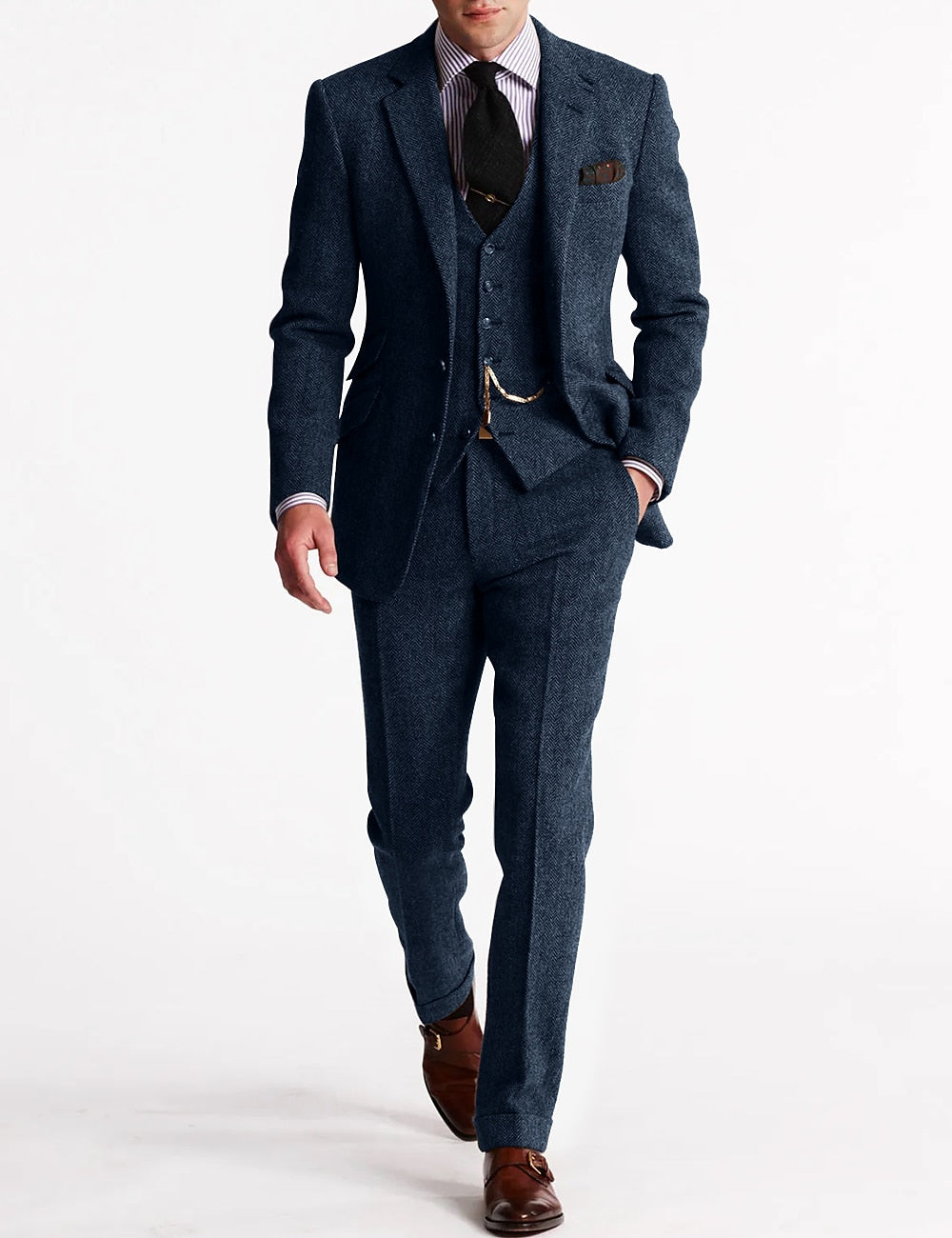 Klassische Tweed Herren Anzüge, dreiteilig