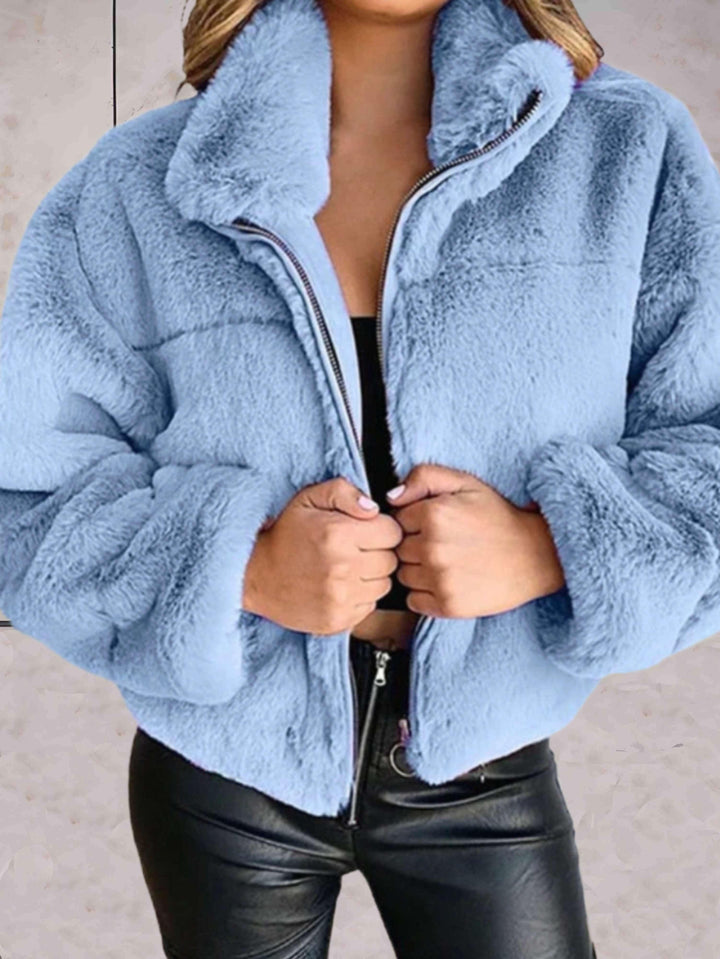 ModeGeist | Warme und Gemütliche Kunstpelzjacke mit Reißverschluss