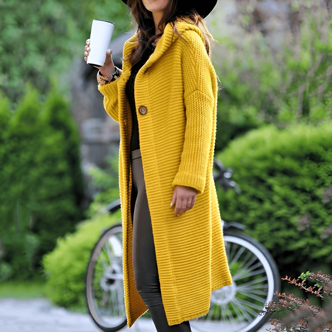 ModeGeist | Eleganter Langer Cardigan Aus Strick
