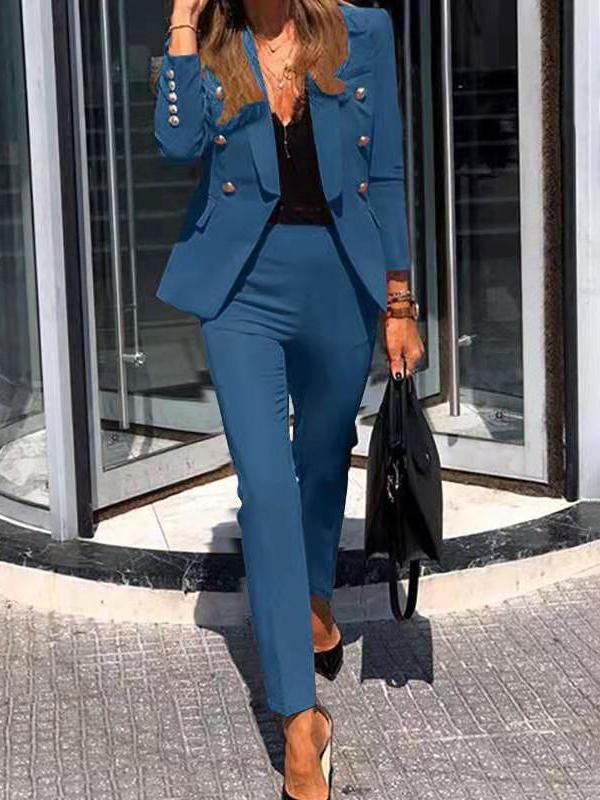 Damen Zweiteiler: Elegantes Oberteil & Hose mit gerader Passform