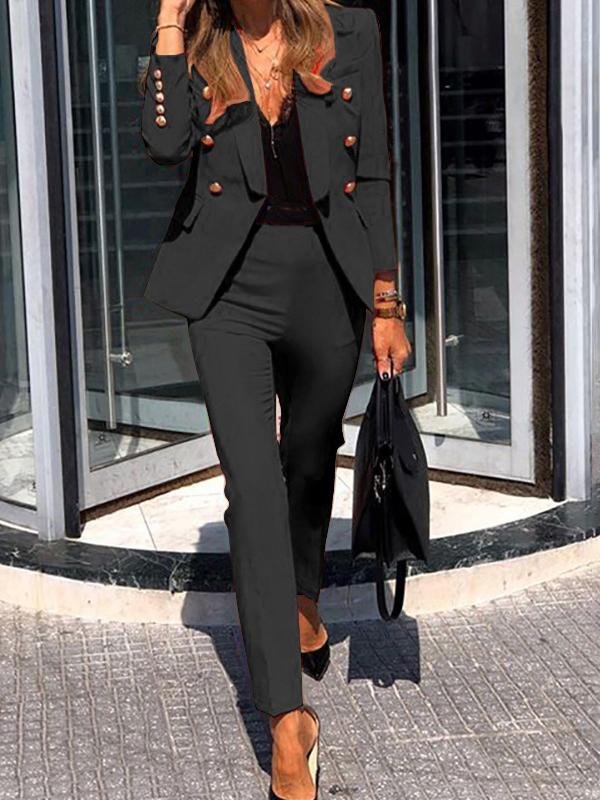 Damen Zweiteiler: Elegantes Oberteil & Hose mit gerader Passform