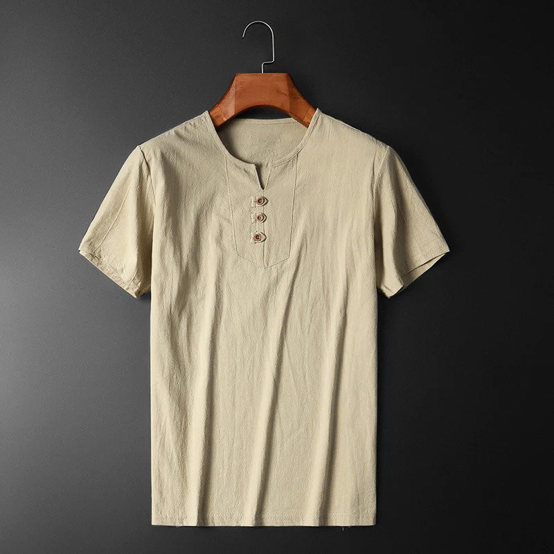 Baumwoll-Leinen Herren-Sommer-T-Shirt Kolja