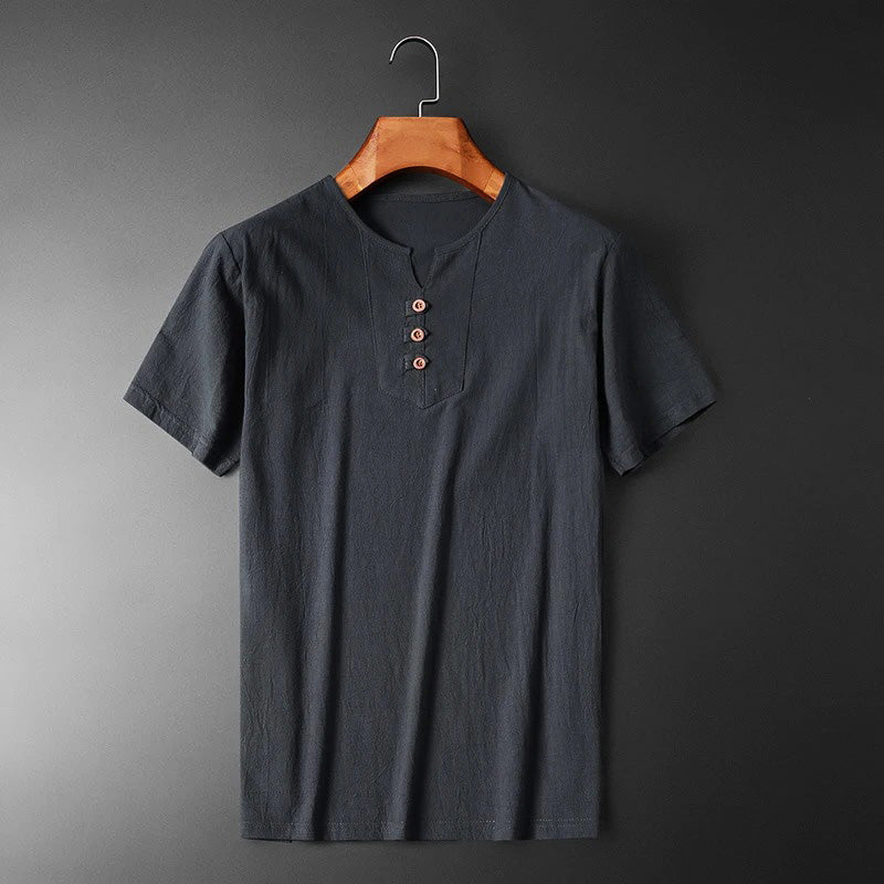Baumwoll-Leinen Herren-Sommer-T-Shirt Kolja