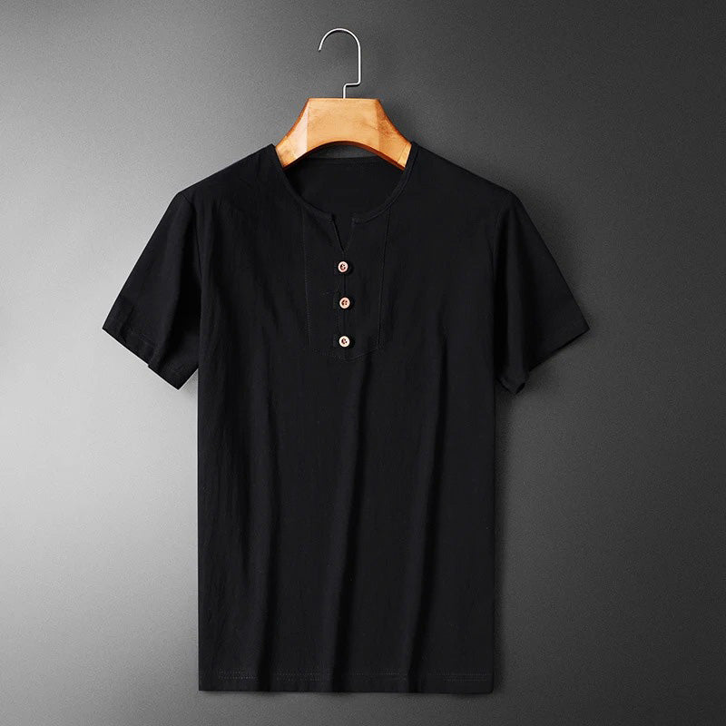Baumwoll-Leinen Herren-Sommer-T-Shirt Kolja