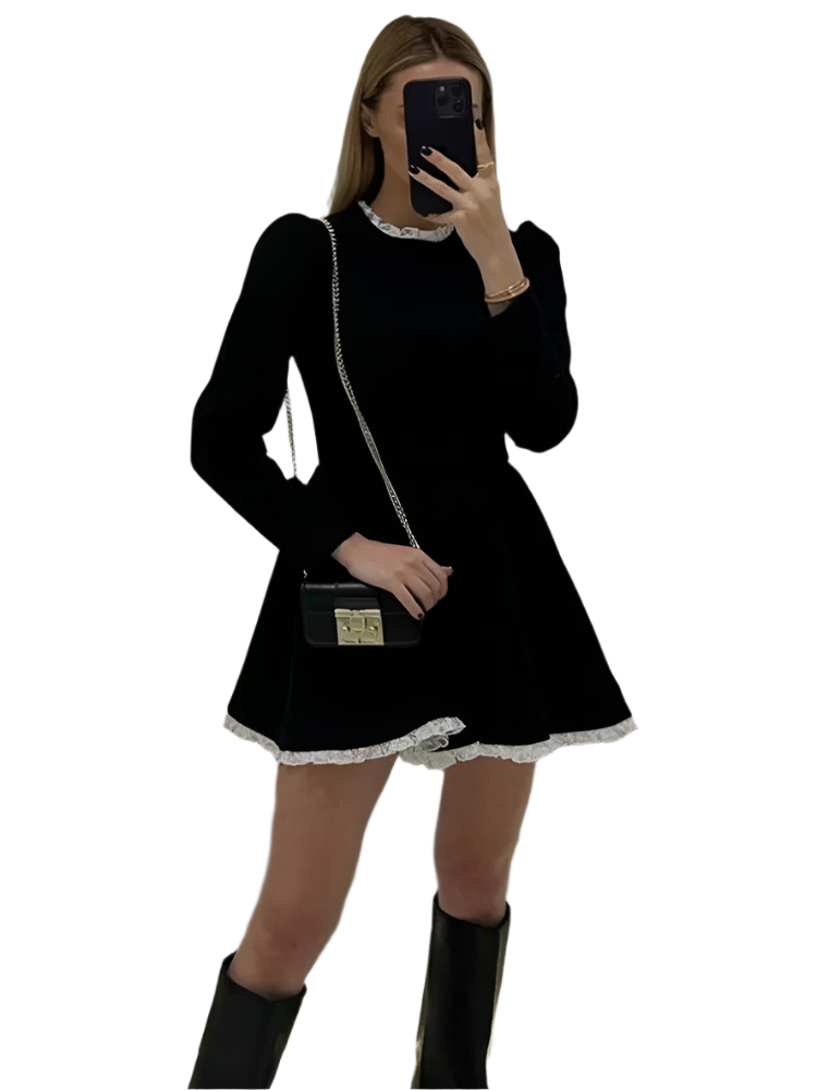 ModeGeist | Weibliche Spitzen A-Linien Mini Kleid