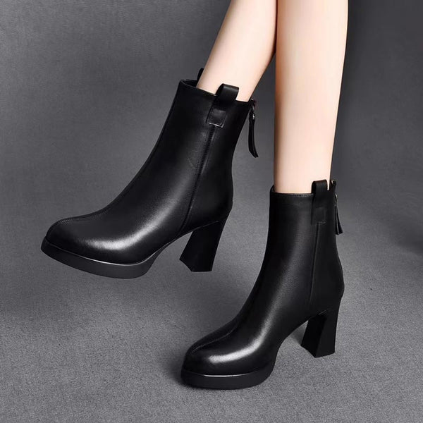 ModeGeist | Stylische Stiefel mit Hohen Absätzen und Spitzer Zehe
