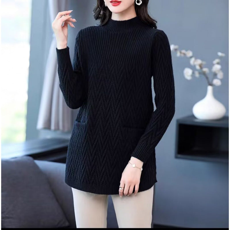 ModeGeist | Halber Rollkragenpullover für Damen in mittlerer Länge
