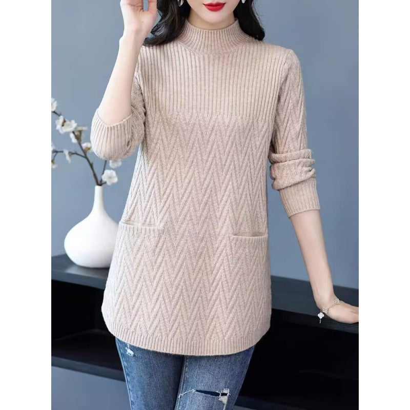 ModeGeist | Halber Rollkragenpullover für Damen in mittlerer Länge