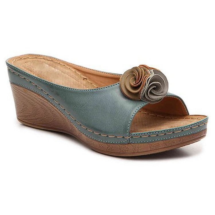 MODEGEIST Damen Keilsandalen Orthopädisch Gepolstert Wedge Beige