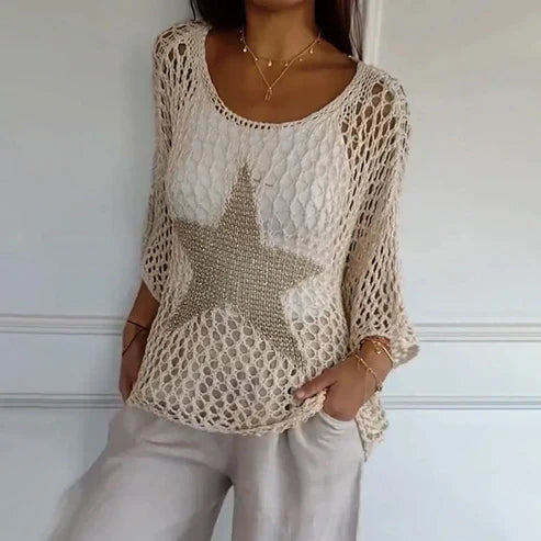 Margo Top: Mesh Top with Star Pattern
