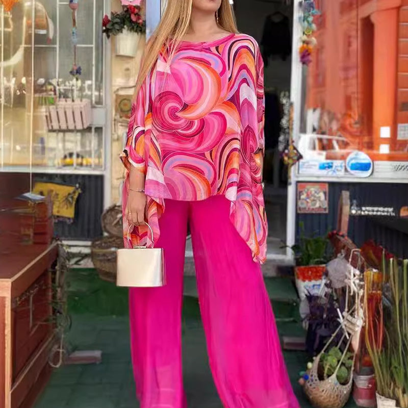 Damen-Sommerset Lucienne: Buntes Chiffon Zweiteiler
