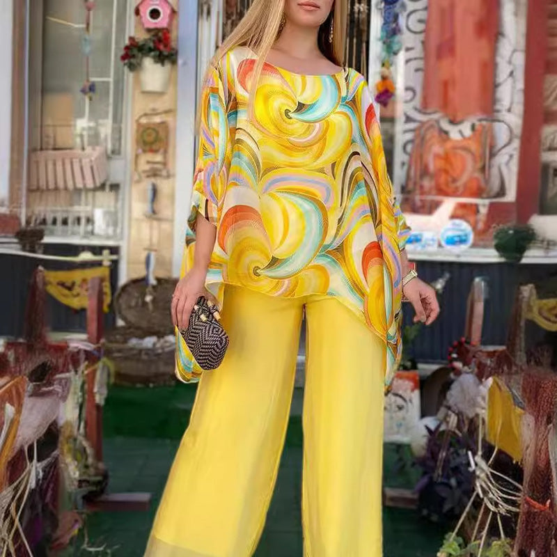 Damen-Sommerset Lucienne: Buntes Chiffon Zweiteiler