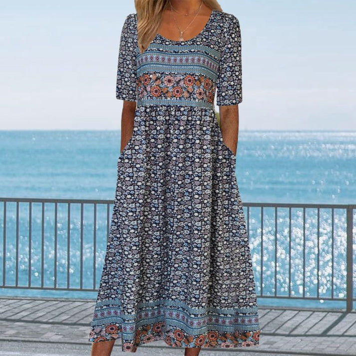 Baumwoll-Midikleid ELARA mit Druck