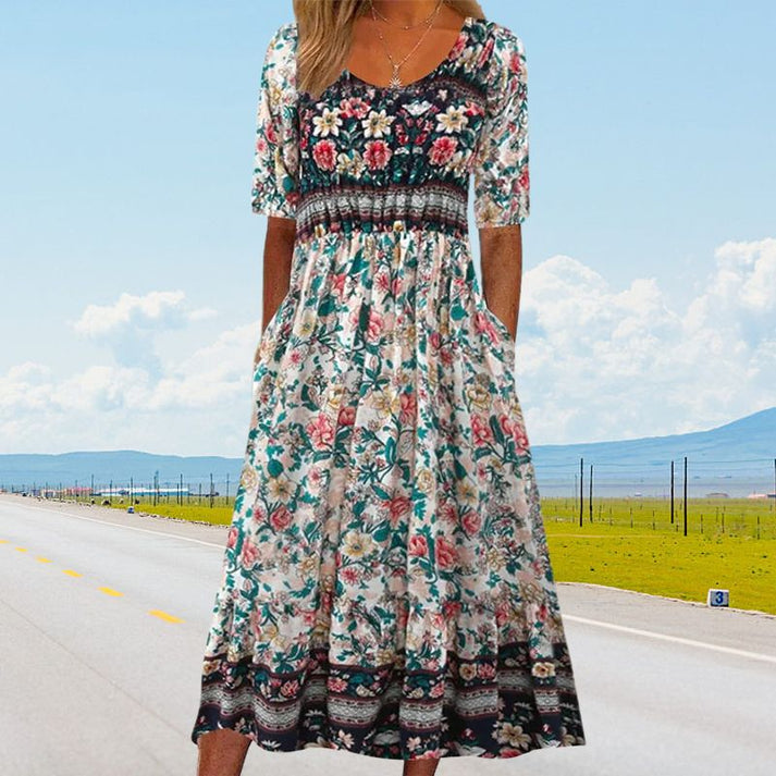Baumwoll-Midikleid ELARA mit Druck