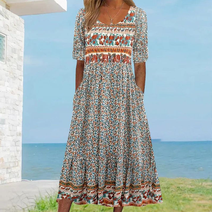Baumwoll-Midikleid ELARA mit Druck