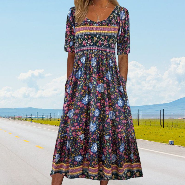 Baumwoll-Midikleid ELARA mit Druck