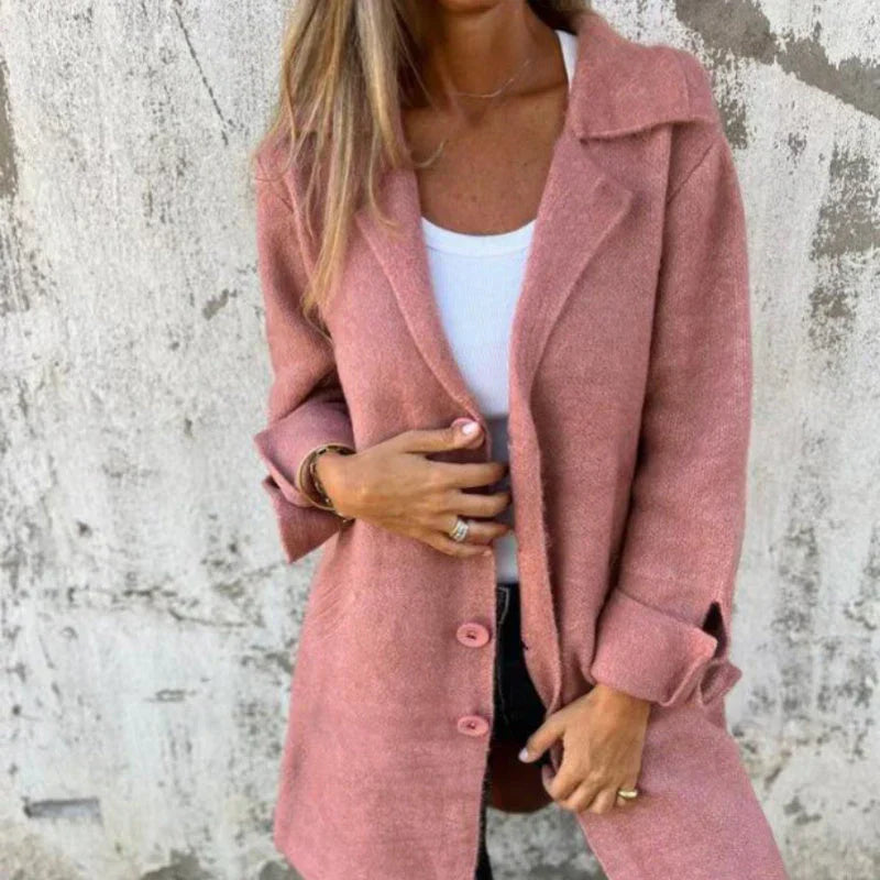 ModeGeist | Bequeme Mittellange Jacke mit Hochgeschlagenen Ärmel