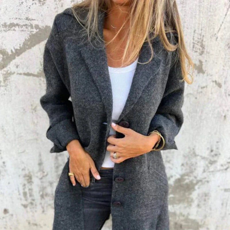 ModeGeist | Gemütliche Mittellange Jacke mit Umgeschlagenen Manschetten