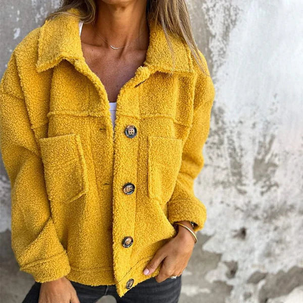 MODEGEIST Damen Kurze Jacke Reverskragen Elegant