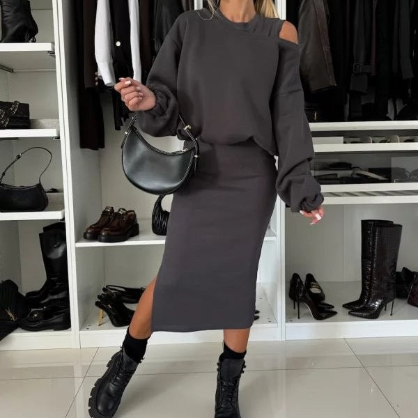 OLGA: Sweatshirt- und Midikleid-Set