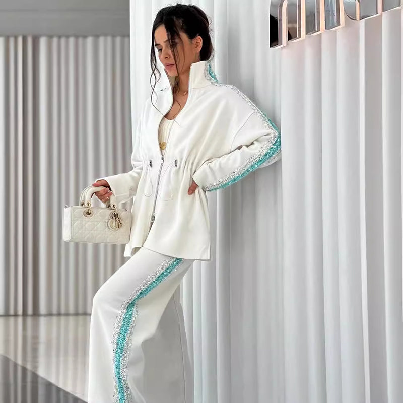 Miyalla Sequin Top and Wide-Leg Pants Set
