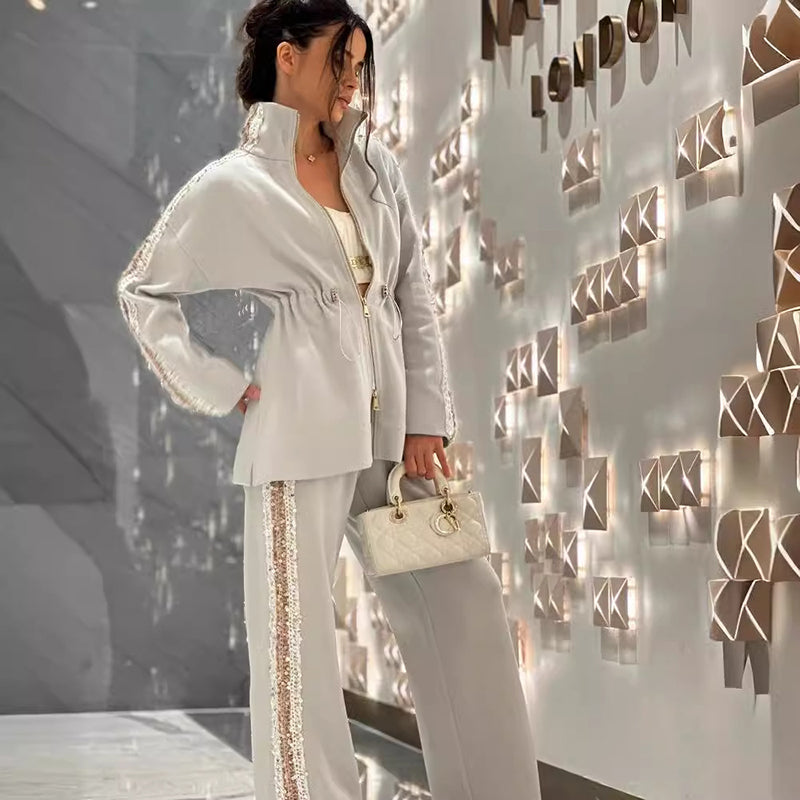 Miyalla Sequin Top and Wide-Leg Pants Set